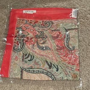 Orvis Paisley Printed 100% Silk Scarf 20“x20“